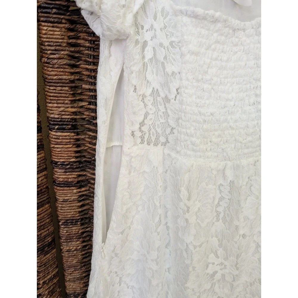 Free People Hailee Mini Dress Medium White Fairy Cottagecore Romantic Wedding